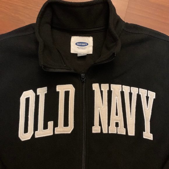 Old Navy black fleece mock-neck full zip up sweatshirt - Picture 1 of 7